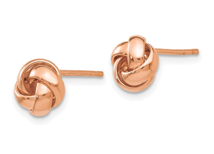 14K rose gold knot earrings, alternate view