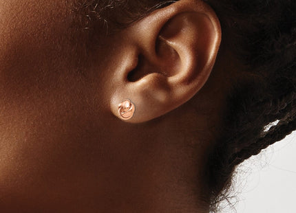 14K rose gold knot earrings, another view