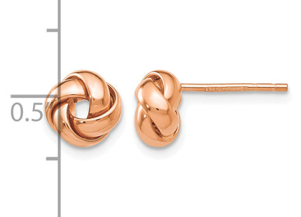 14k Rose Gold Polished Love Knot Post Earrings, 7.5 x 8mm