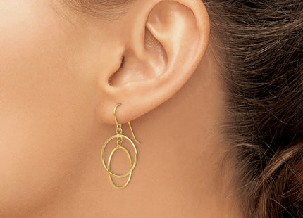 14K Polished Circles Dangle Earrings, 33 x 17mm