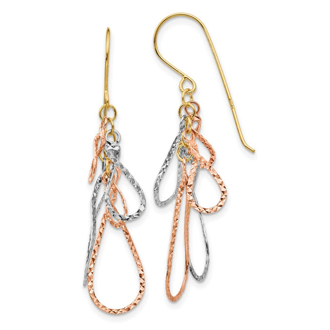 14k Tri-Color Earrings Style TL975 - Classique Jewelry Inc.