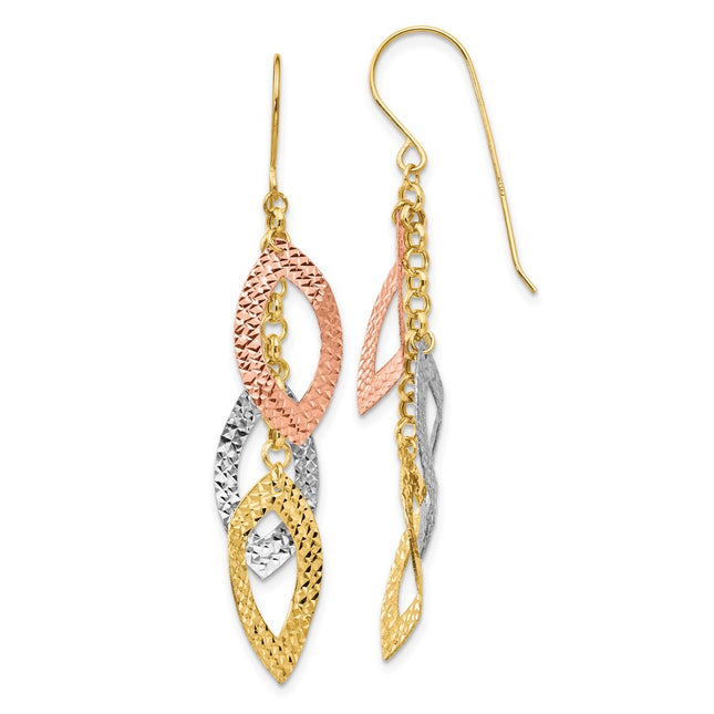 14k Tri-Color Earrings Style TL976 - Classique Jewelry Inc.