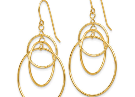 14K gold circle drop earrings, alternate view