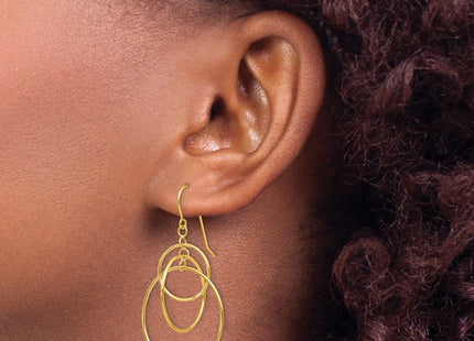 14K gold circle drop earrings, another view