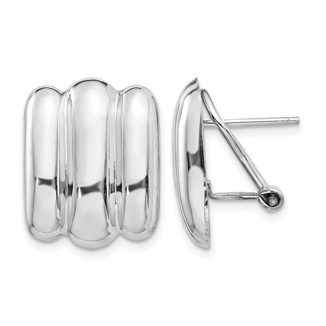 14k White Gold Polished Fancy Omega Back Post Earrings, 19 x 14mm