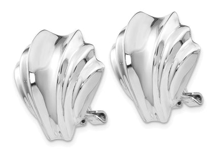 14k White Gold Polished Fancy Omega Back Post Earrings (Style TM352)