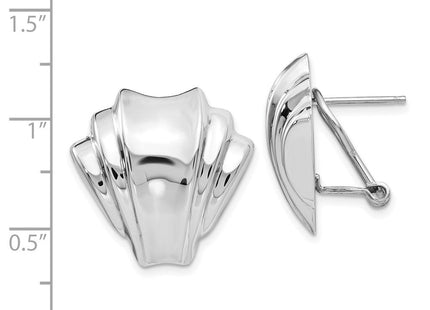 14k White Gold Polished Fancy Omega Back Post Earrings (Style TM352)