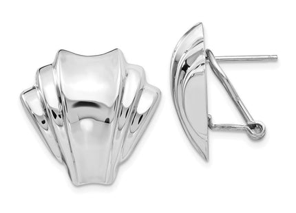 14k White Gold Polished Fancy Omega Back Post Earrings (Style TM352)