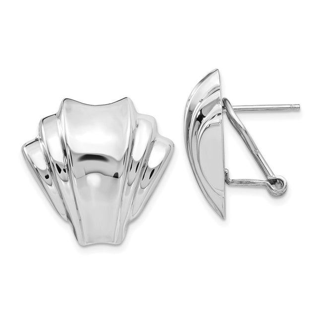 14k White Gold Polished Fancy Omega Back Post Earrings, 20 x 21mm