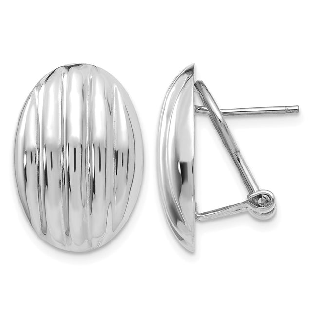 14k White Gold Polished Fancy Omega Back Post Earrings, 19 x 18mm