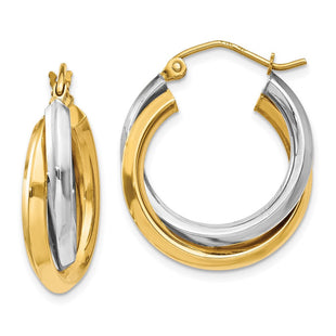 14k Two-tone Polished Double Hoop Earrings (Style TM395)