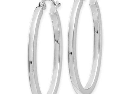 14K white gold oval hoop earrings, alternate view