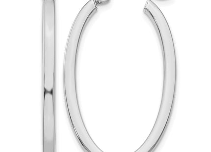 14K white gold oval hoop earrings