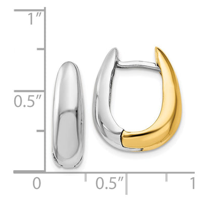 14K Two-tone U Shaped Hinged Hoop Earrings