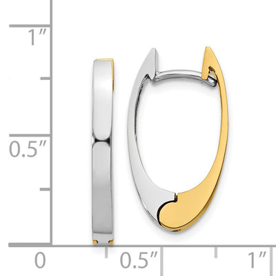 14K Two-tone V Shaped Hinged Hoop Earrings