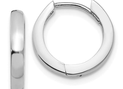 14k White Gold Round Hinged Hoop Earrings (Style TM606)