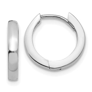 14k White Gold Round Hinged Hoop Earrings (Style TM606)