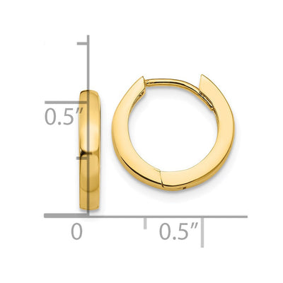 14K Round Hinged Hoop Earrings, 13.5 x 1.75mm