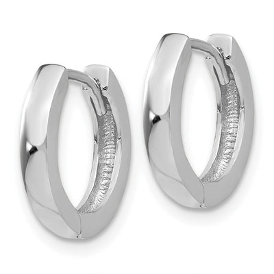 14K White Gold Round Hinged Hoop Earrings, 13.5 x 2.5mm