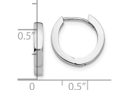 14k White Gold Round Hinged Hoop Earrings (Style TM608)