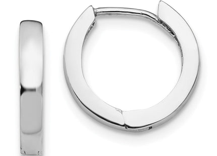 14k White Gold Round Hinged Hoop Earrings (Style TM608)
