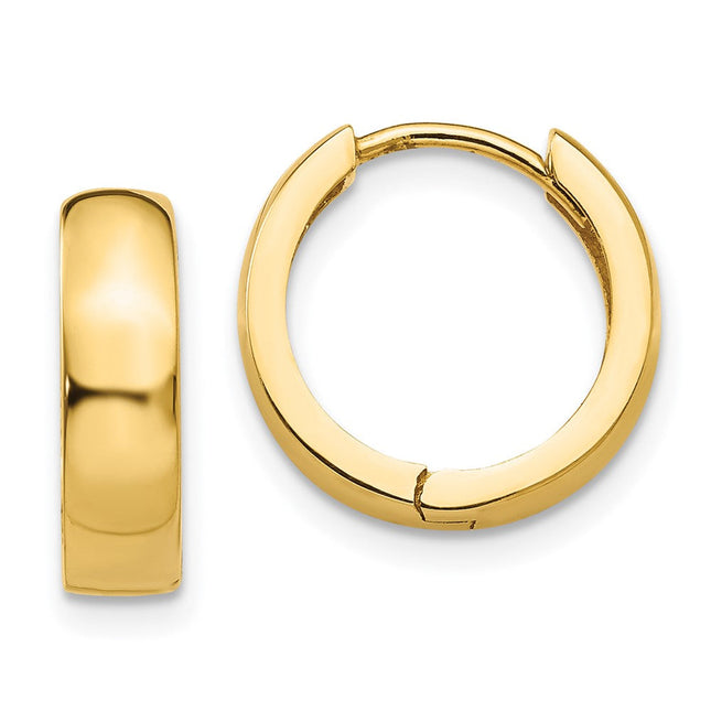 14k Round Hinged Hoop Earrings, 13.5 x 3mm