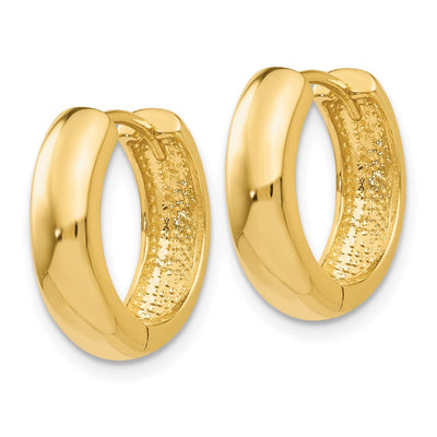 14K Round Hinged Hoop Earrings, 15 x 4mm