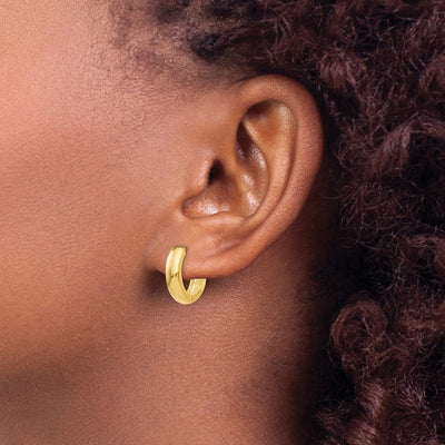 14K Round Hinged Hoop Earrings, 15 x 4mm