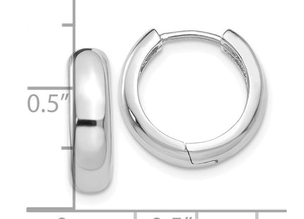 14k White Gold Round Hinged Hoop Earrings (Style TM612)