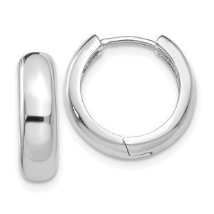 14k White Gold Round Hinged Hoop Earrings (Style TM612)