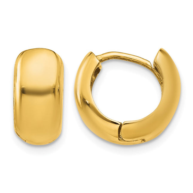 14K Hinged Hoop Earrings, 7 x 6mm