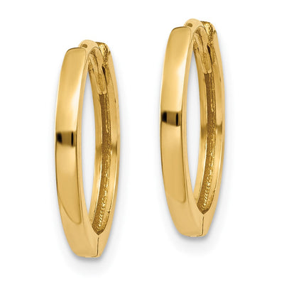 14K Round Hinged Hoop Earrings, 11 x 1.75mm
