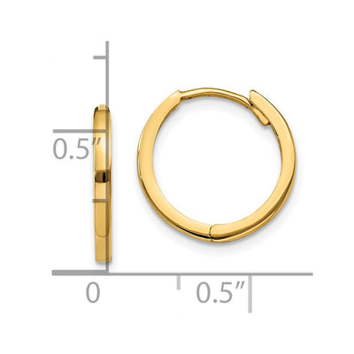 14K Round Hinged Hoop Earrings, 11 x 1.75mm