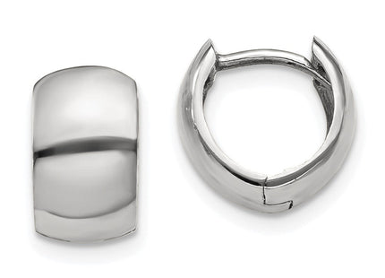 14k White Gold Round Hinged Hoop Earrings (Style TM616)