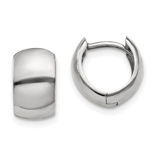 14k White Gold Round Hinged Hoop Earrings (Style TM616)