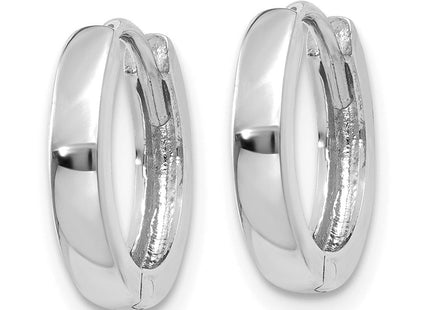 14k White Gold Round Hinged Hoop Earrings (Style TM617)
