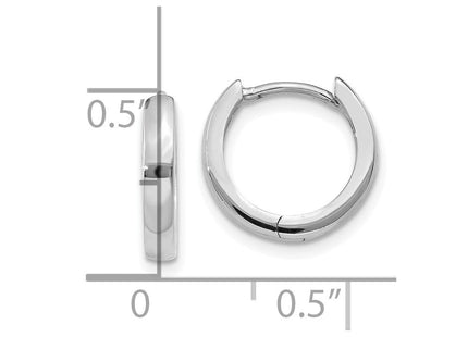 14k White Gold Round Hinged Hoop Earrings (Style TM617)
