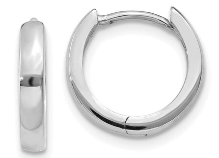 14k White Gold Round Hinged Hoop Earrings (Style TM617)