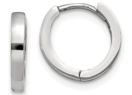 14k White Gold Round Hinged Hoop Earrings (Style TM620)