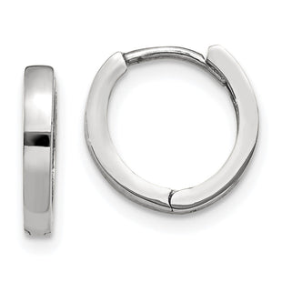 14k White Gold Round Hinged Hoop Earrings (Style TM620)