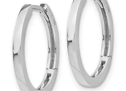 14K White Gold Hinged Hoop Earrings, 18 x 2mm