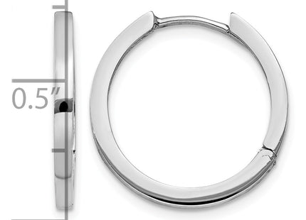 14K White Gold Hinged Hoop Earrings, 18 x 2mm