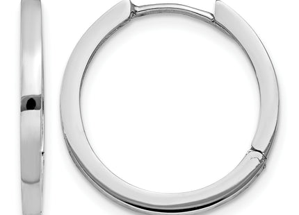 14K White Gold Hinged Hoop Earrings, 18 x 2mm