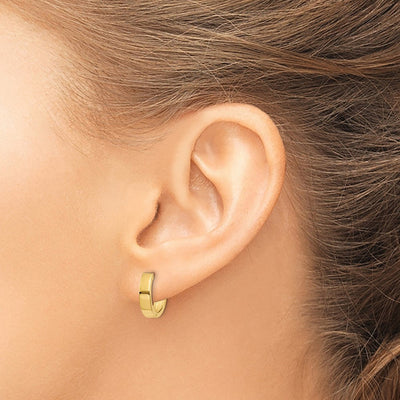 14K Round Hinged Hoop Earrings, 13 x 2.5mm