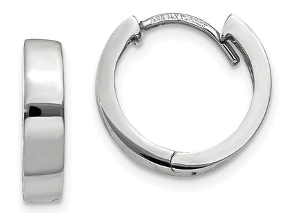 14k White Gold Round Hinged Hoop Earrings (Style TM623)