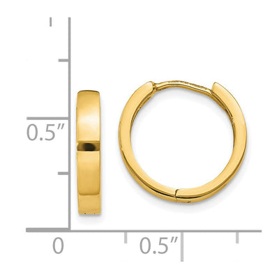 14K Round Hinged Hoop Earrings, 14.5 x 2mm