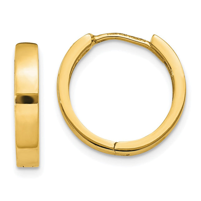 14k Round Hinged Hoop Earrings, 14.5 x 2mm