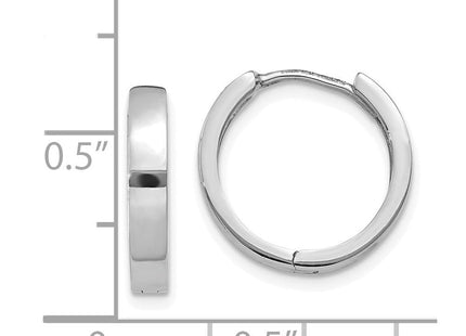 14k White Gold Round Hinged Hoop Earrings (Style TM625)