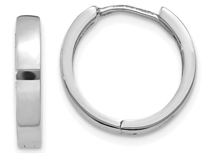 14k White Gold Round Hinged Hoop Earrings (Style TM625)