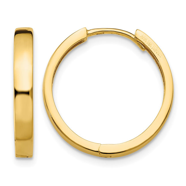 14K Hinged Hoop Earrings, 18 x 3mm